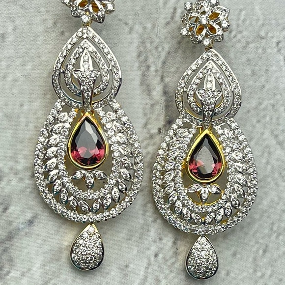 Indian Large Earring With Wooden Gift Jewelry Box - Picture 3 of 5